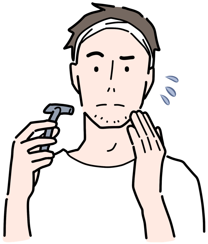 シェービング後のケアをする男性のイラスト