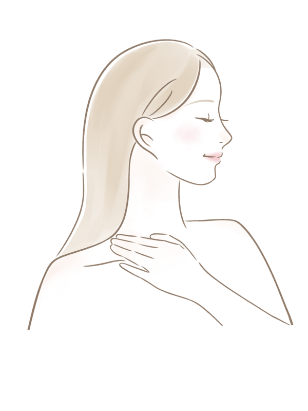デコルテをケアする女性のイラスト